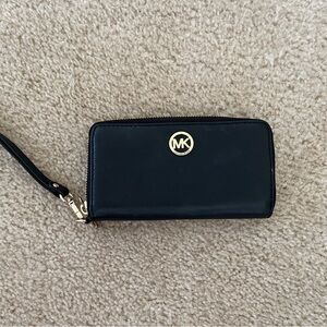 Michael Kors Black and Gold Wristlet